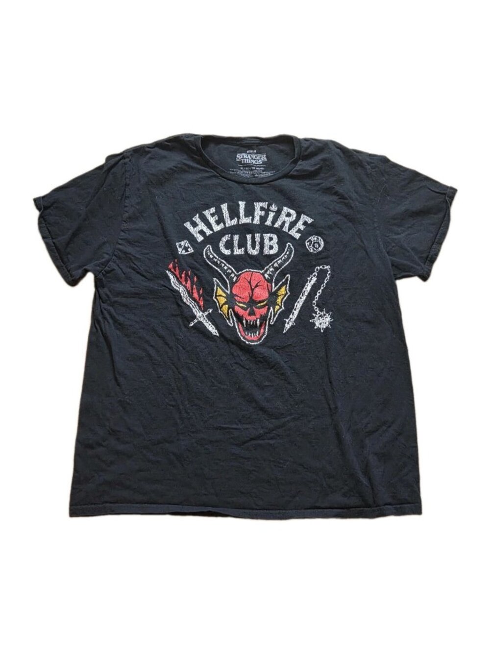 Stranger Things Official Black Short Sleeve Hellfire Club Unisex Shirt XL
